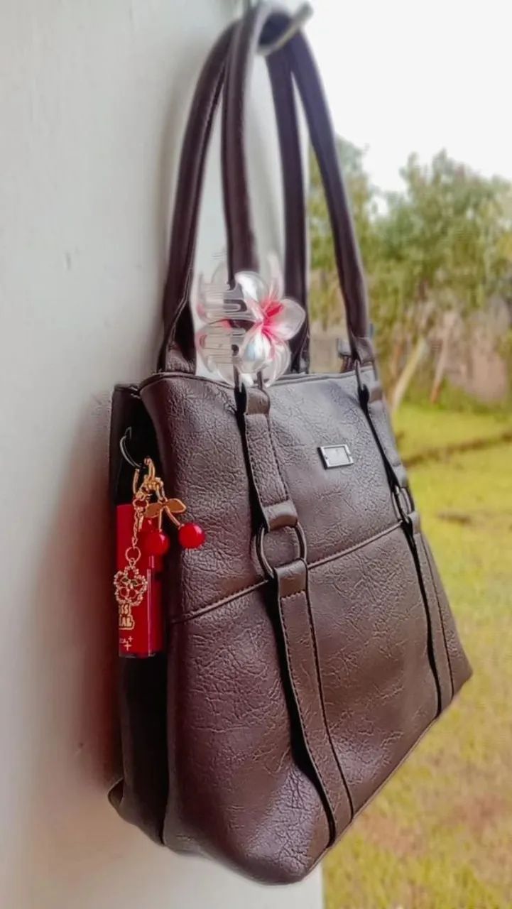 Bolsa de couro morrom - Foto 4