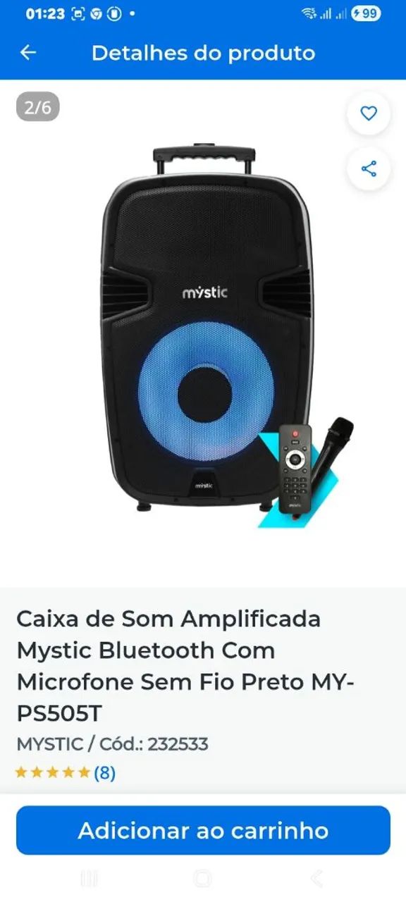 Caixa amplificada com Bluetooth e trypé