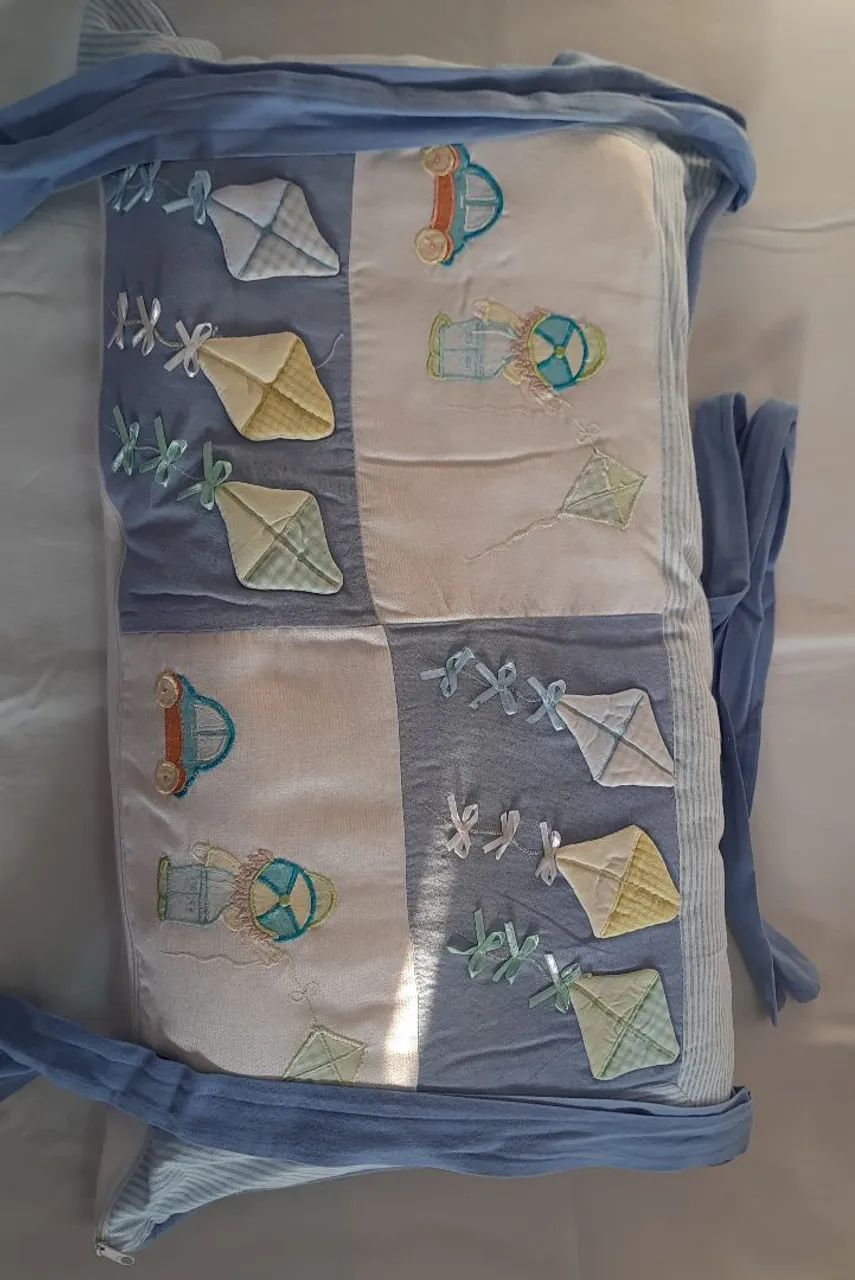 Kit protetor de berço menino 100% algodão - Foto 4