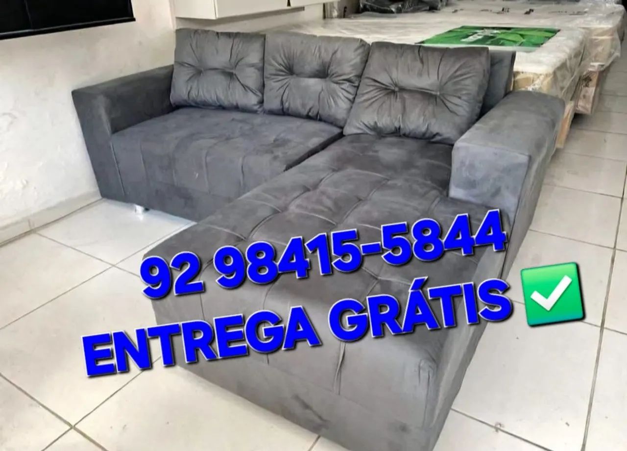 Sofá chaisse 3 lugares entrega grátis  - Foto 2