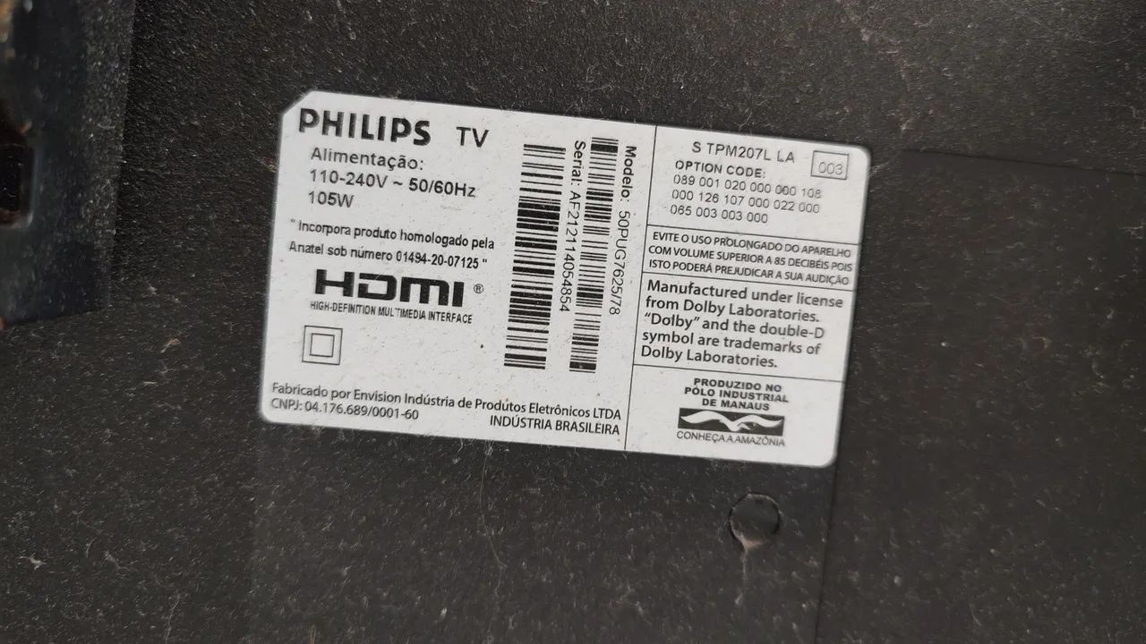 TV Philips 50" 4K Smart - Tela Quebrada - Peças - Foto 2