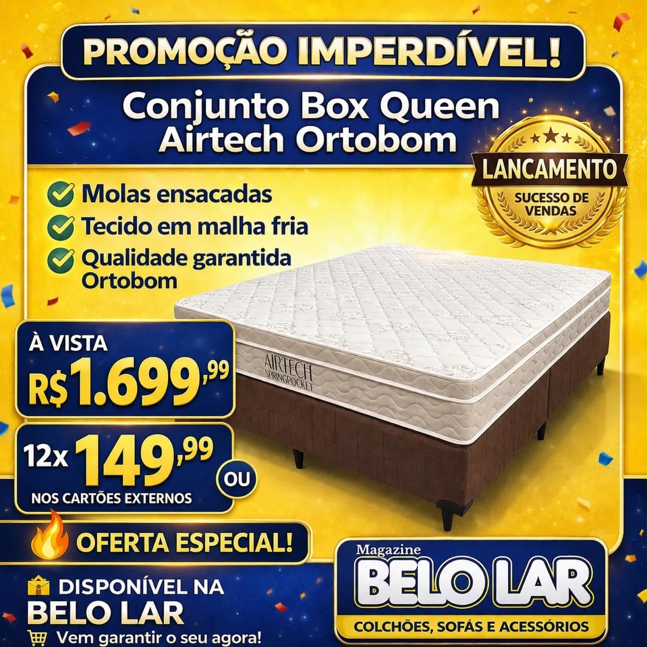 Colchão e box Queen Ortobom 