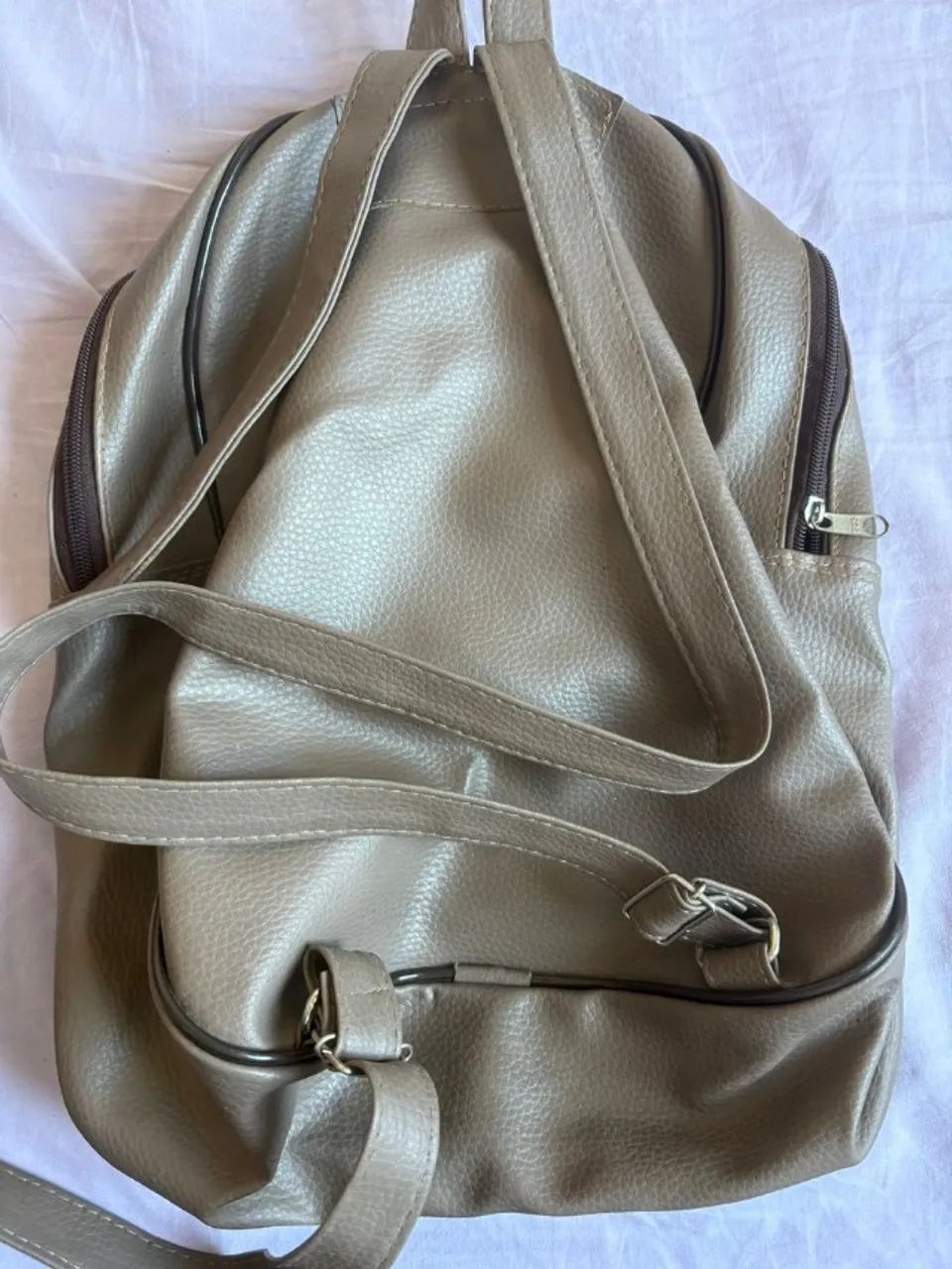 mochila bolsa costas feminina caramelo marrom  - Foto 2