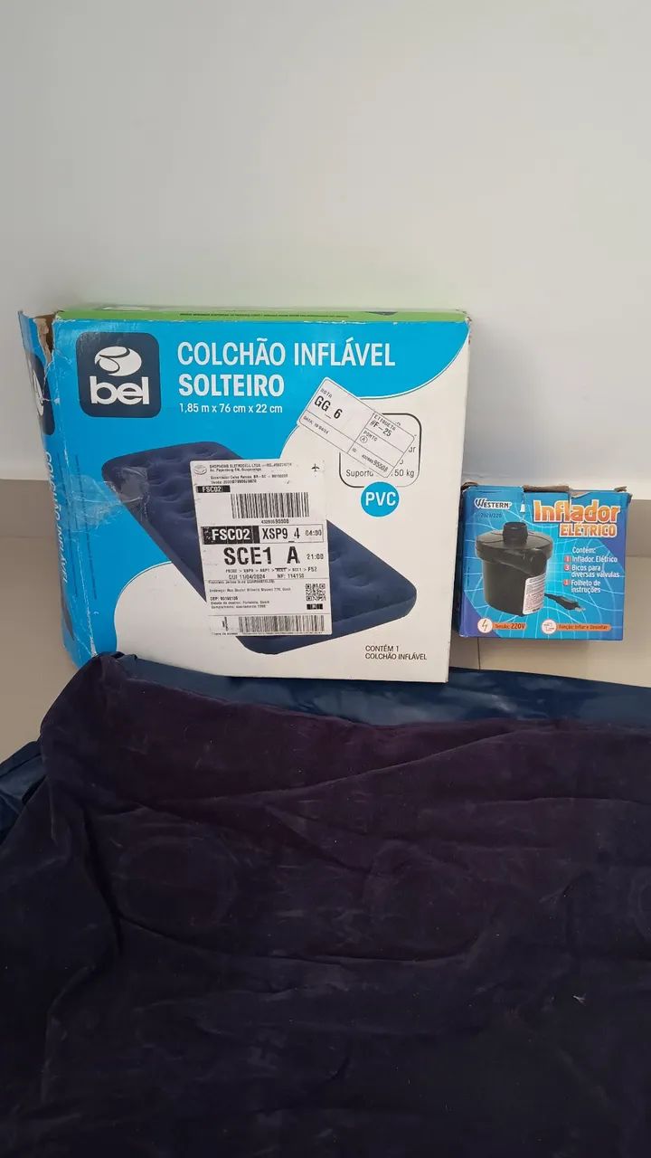 Colchão de solteiro com inflador elétrico  - Foto 3