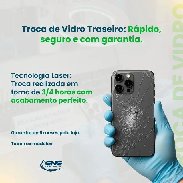 Troca de Vidro Traseiro do iPhone X ao 16 Pro Max 