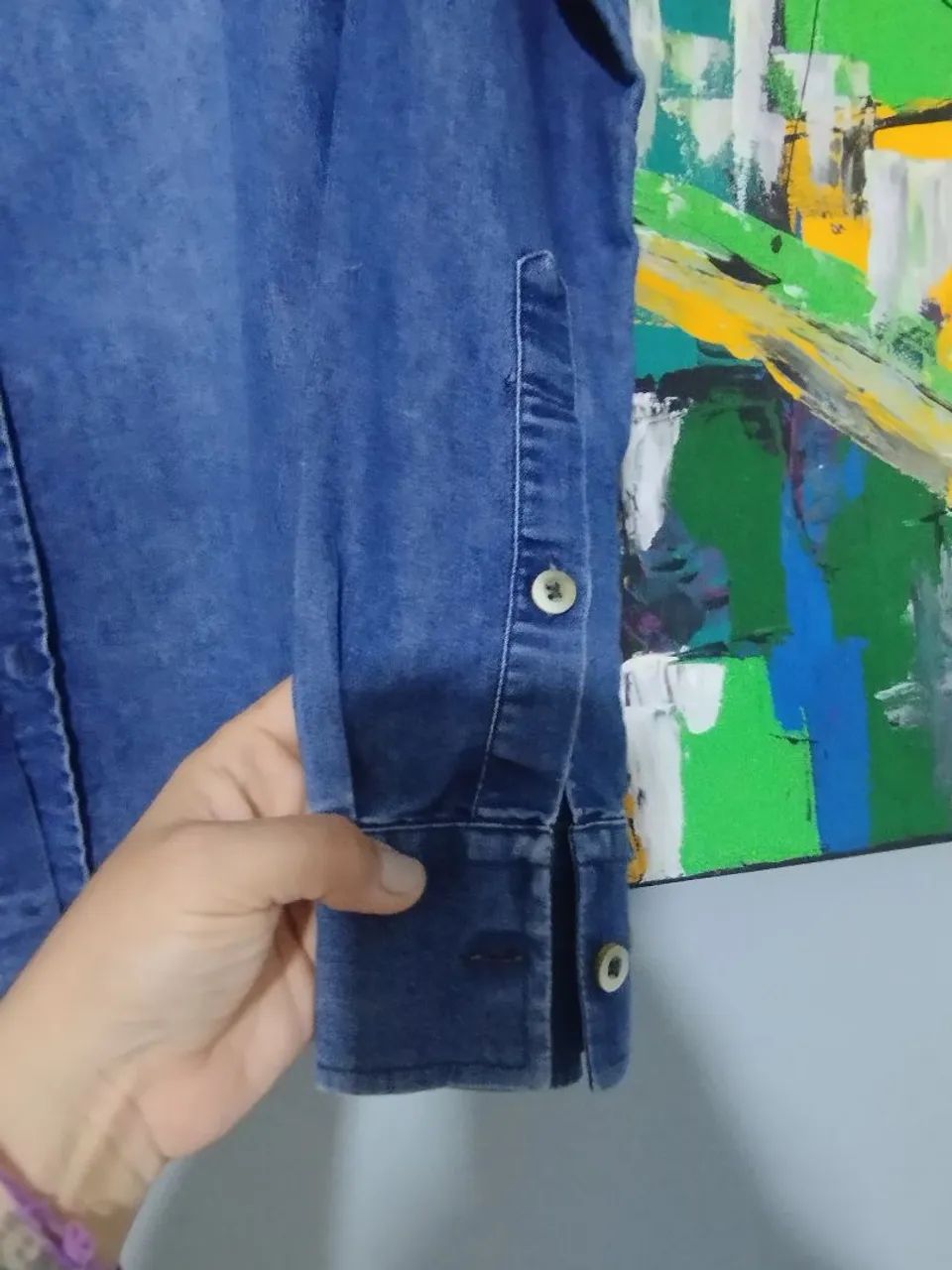 Camisa manga longa jeans Tam. p - Foto 3