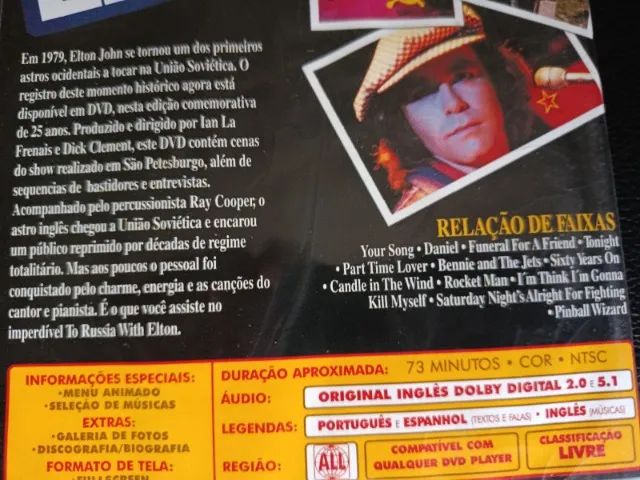 2 Dvd's Elton John: Greatest hits (One night only) + To Russia with Elton- perfeito estado - Foto 3