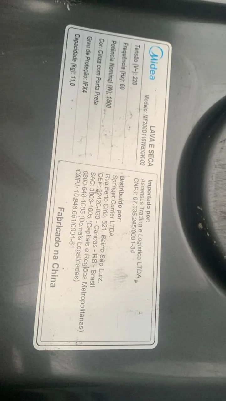Midea Lava e Seca 11kg - Para Conserto ou Peças - Foto 2