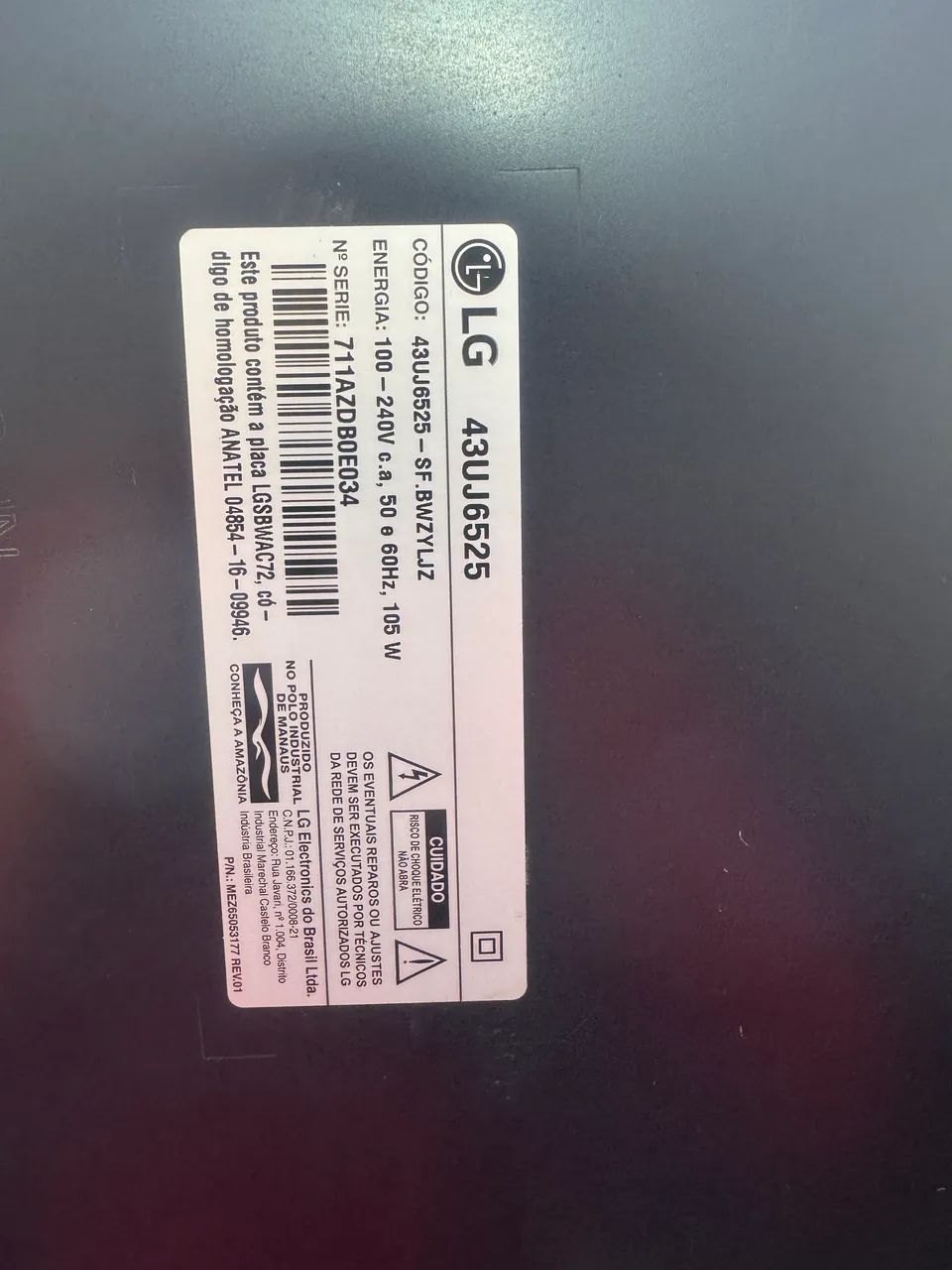 TV LG 42 POLEGADAS COM DEFEITO 