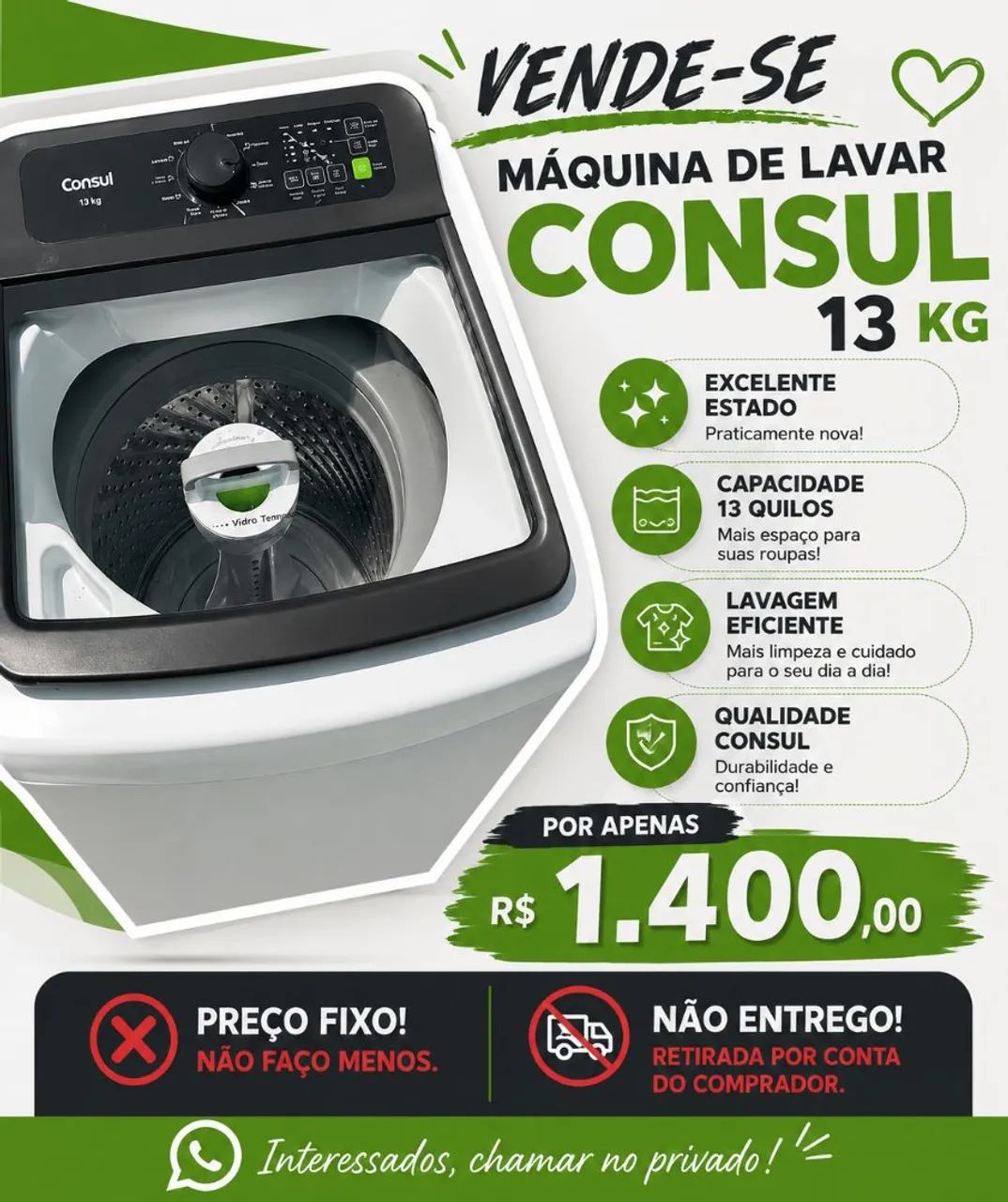 Vendo máquina Consul nova 