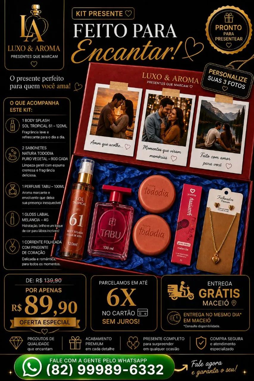 Kit presente com perfume entrega grátis 