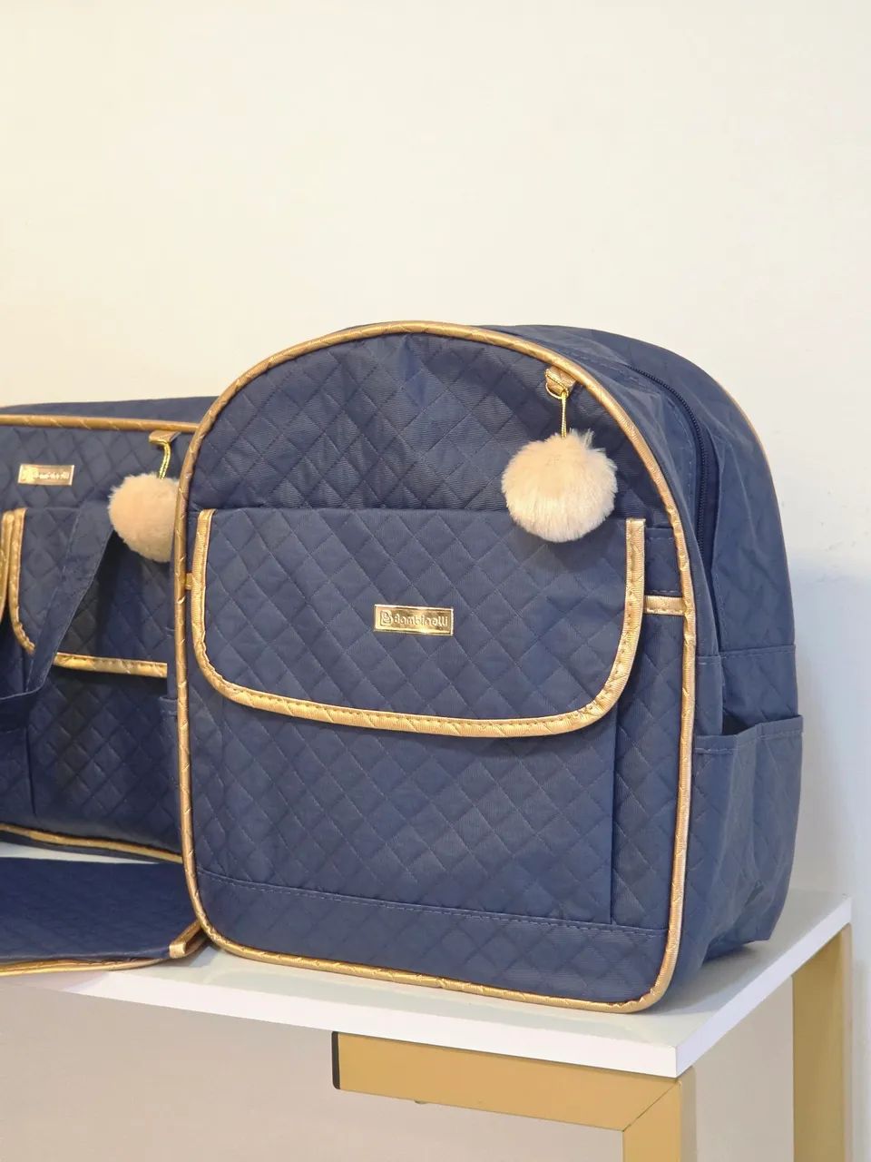 Kit Bolsa Maternidade Azul-marinho com Mochila e Trocador Bambinelli - Foto 5