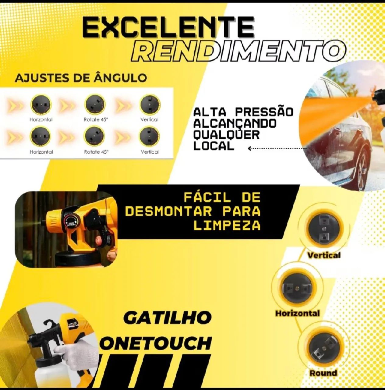 Pistola de Pintura Pulverizador de Tinta Elétrico 110v ou 220v 37000r Compressor 800ml - Foto 3