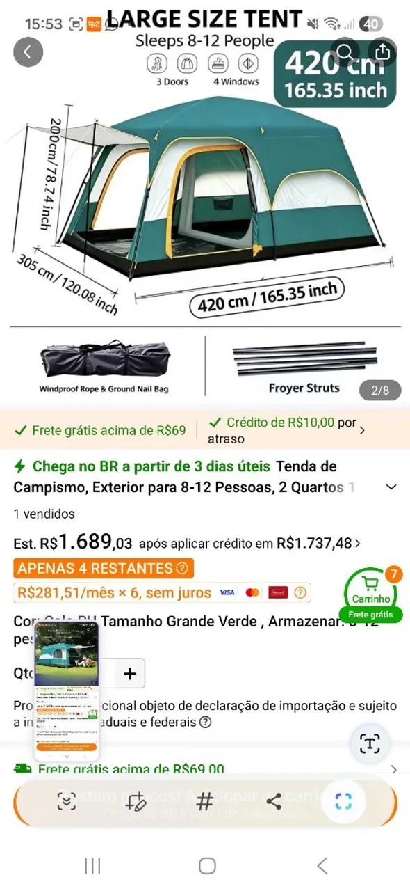 Barraca pra 12 pessoas