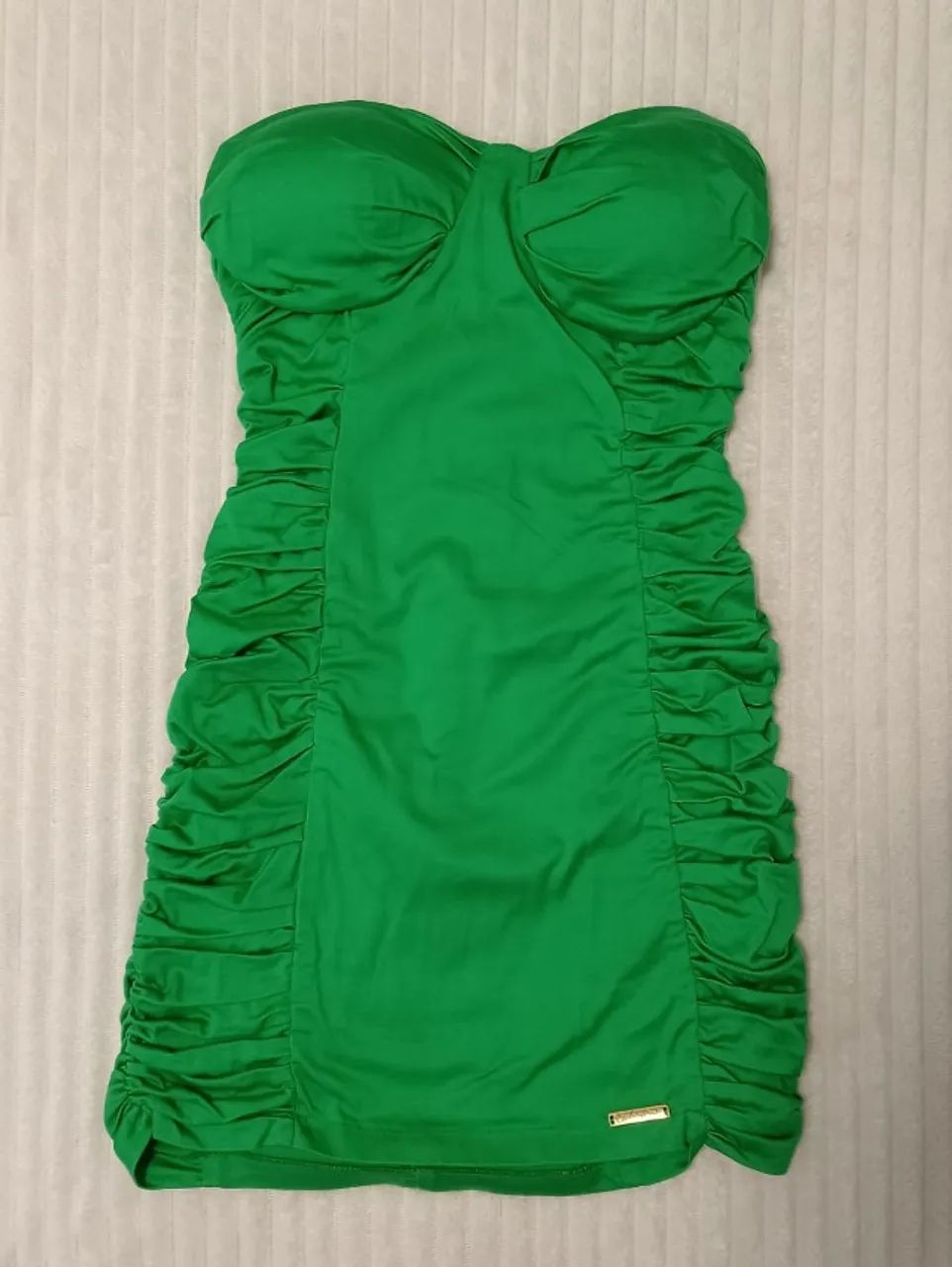 Vestido Tomara Que Caia - Verde Bandeira Drapeado / Tam. PP - Foto 4
