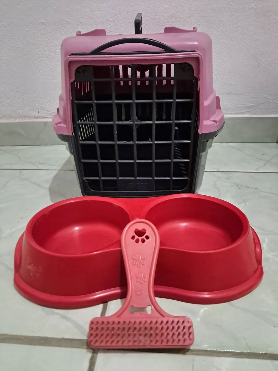 Transporte para pet + potinho de comida