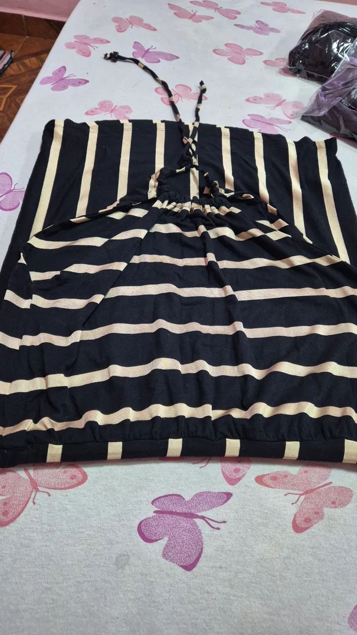 Vestido listrado com elastano, veste do G até G1 (44 a 48) - Foto 4