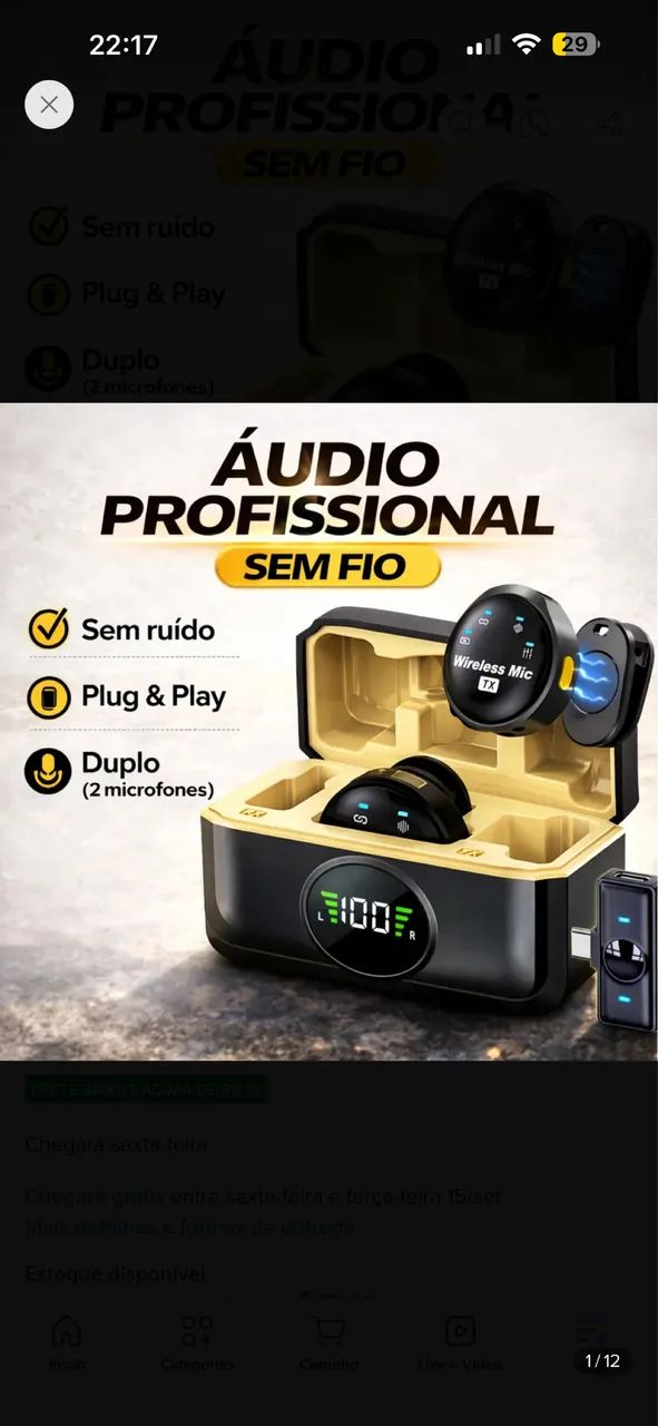 Kit 2 microfones profissionais para Android e Iphone