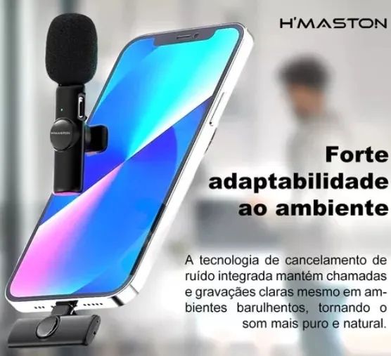 Microfone de Lapela H'maston MK03 sem fio para  Iphone Conector Lightning Original - Foto 3