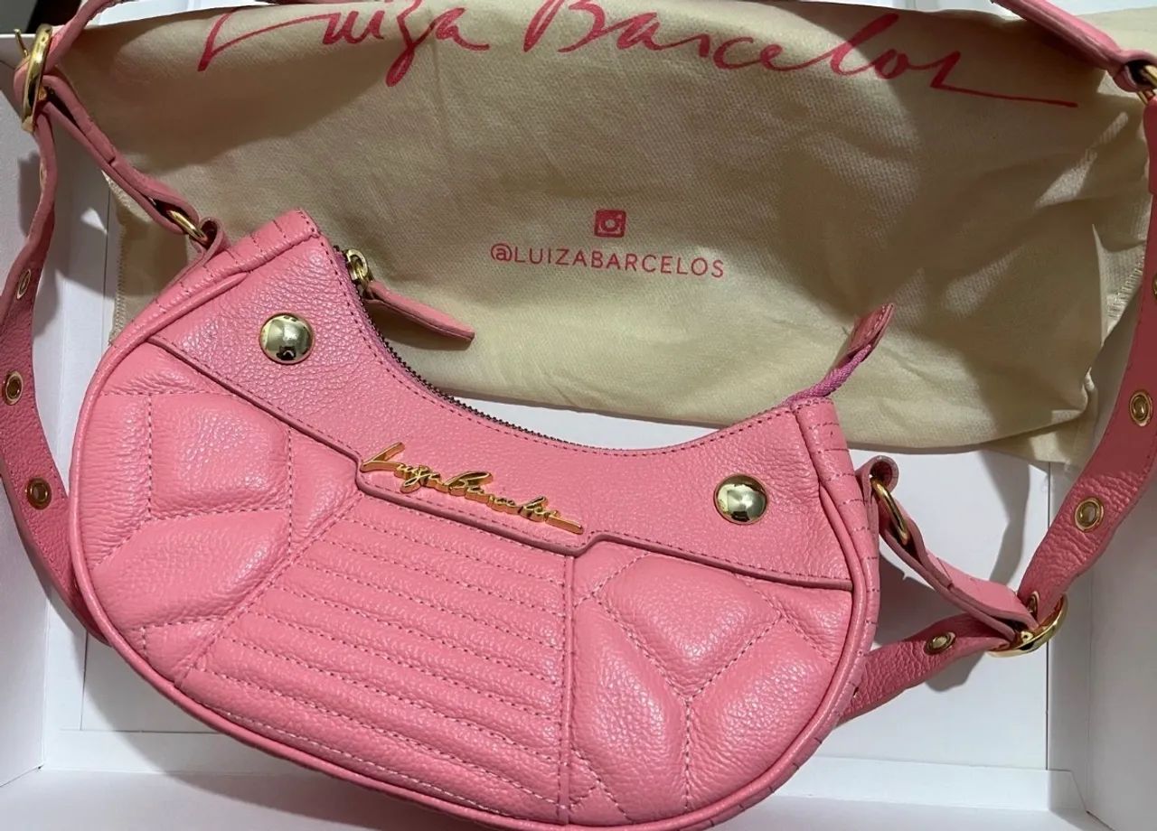 Bolsa baguete Luiza Barcelos couro rosa - Foto 4