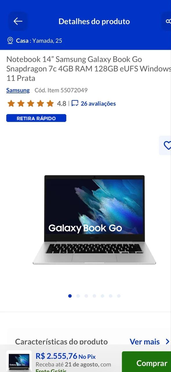 Vende-se notebook Samsung Galaxy Book Go - Foto 4