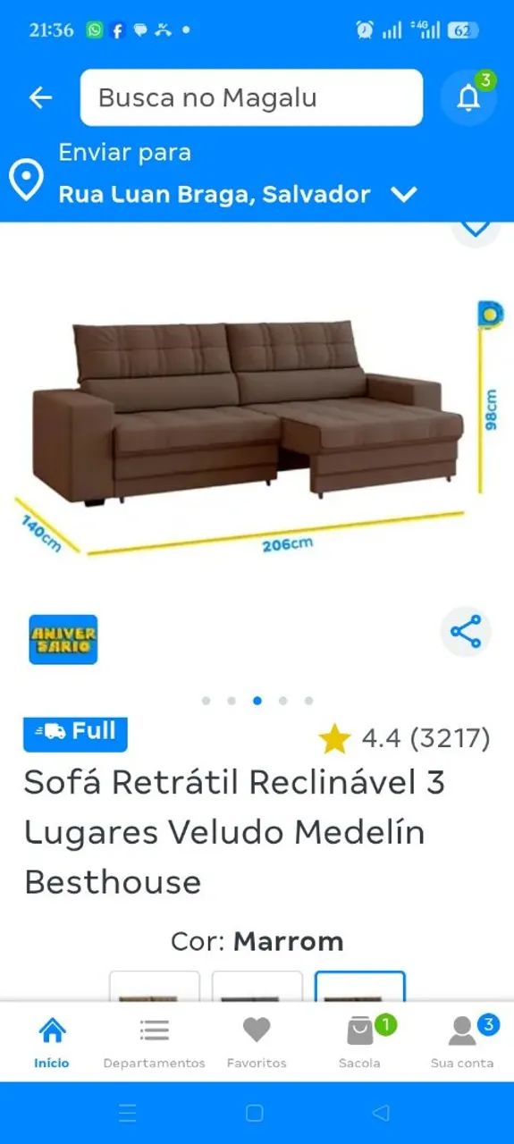Sofá retrátil novo 