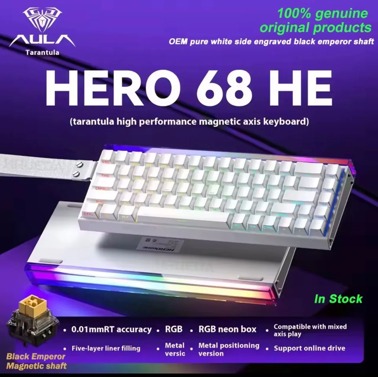 Teclado Aula Hero 68he Magnético 0.01mm 8000hz Rapid Trigger Hall Effect