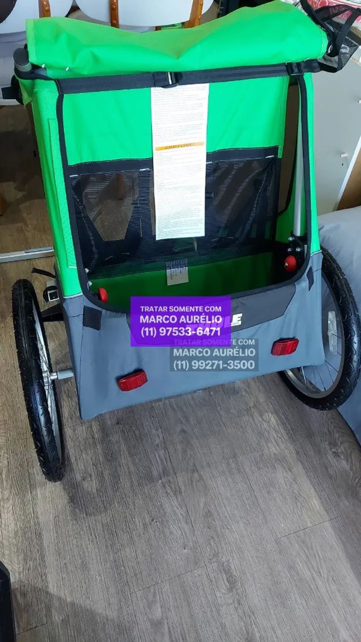 Carrinho Trailer Thule Verde Criança Cães - R$ 2.000 - Foto 5
