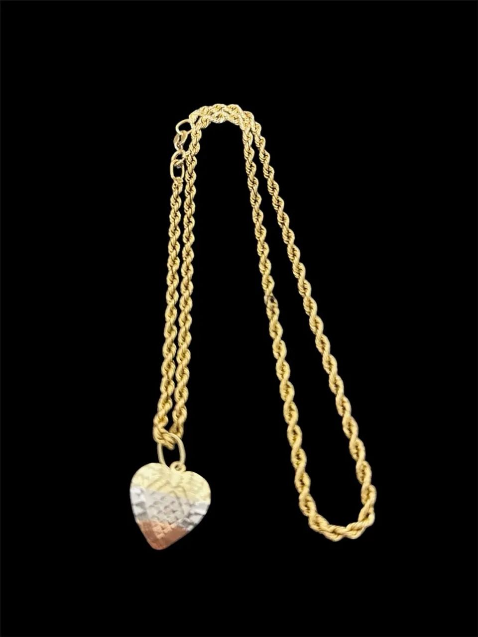 Cordão e pingente feminino ouro 18k 45cm 