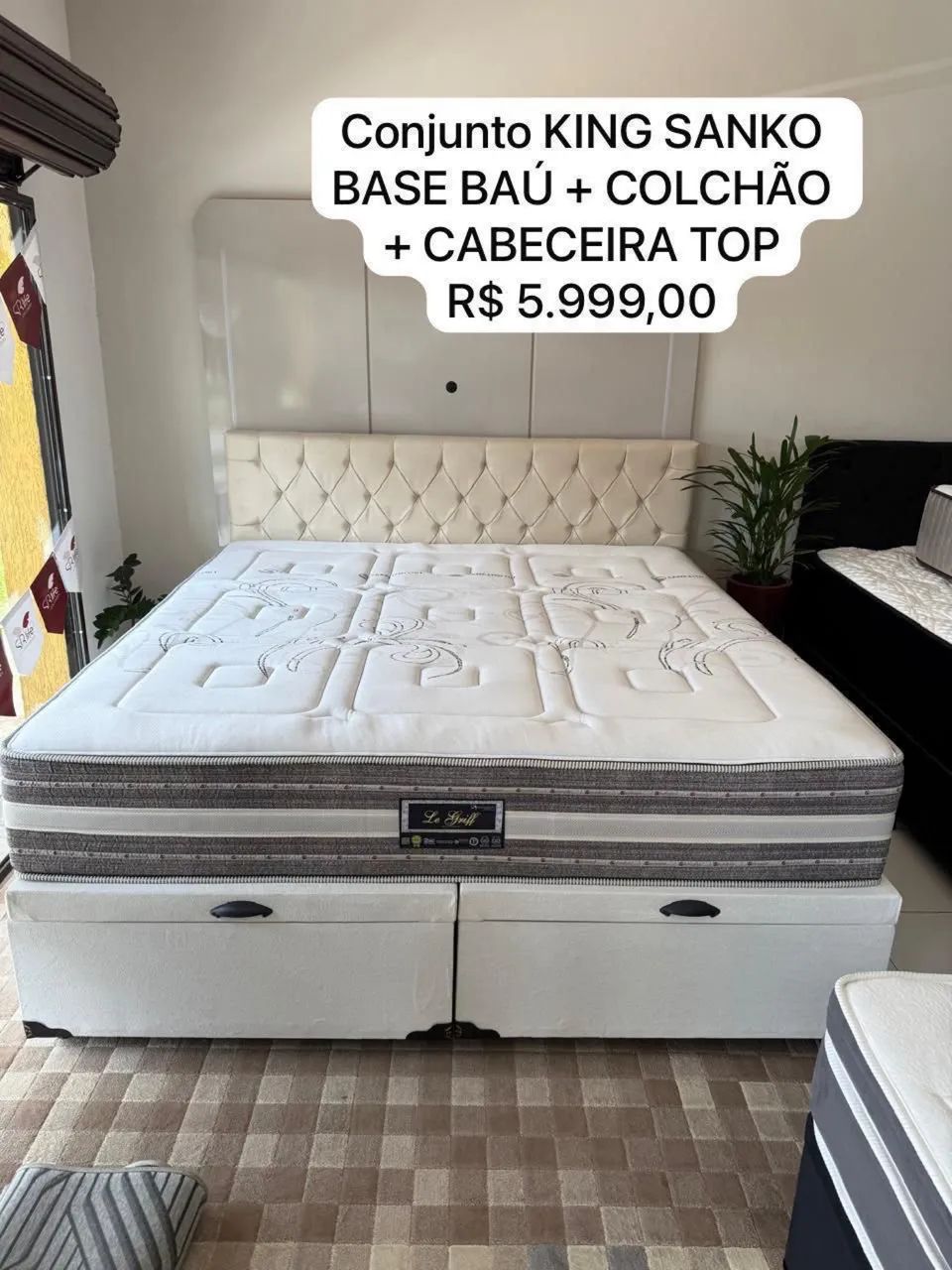 Colchão KING LE GRIFF NOVO COM BASE - Entrega grátis 