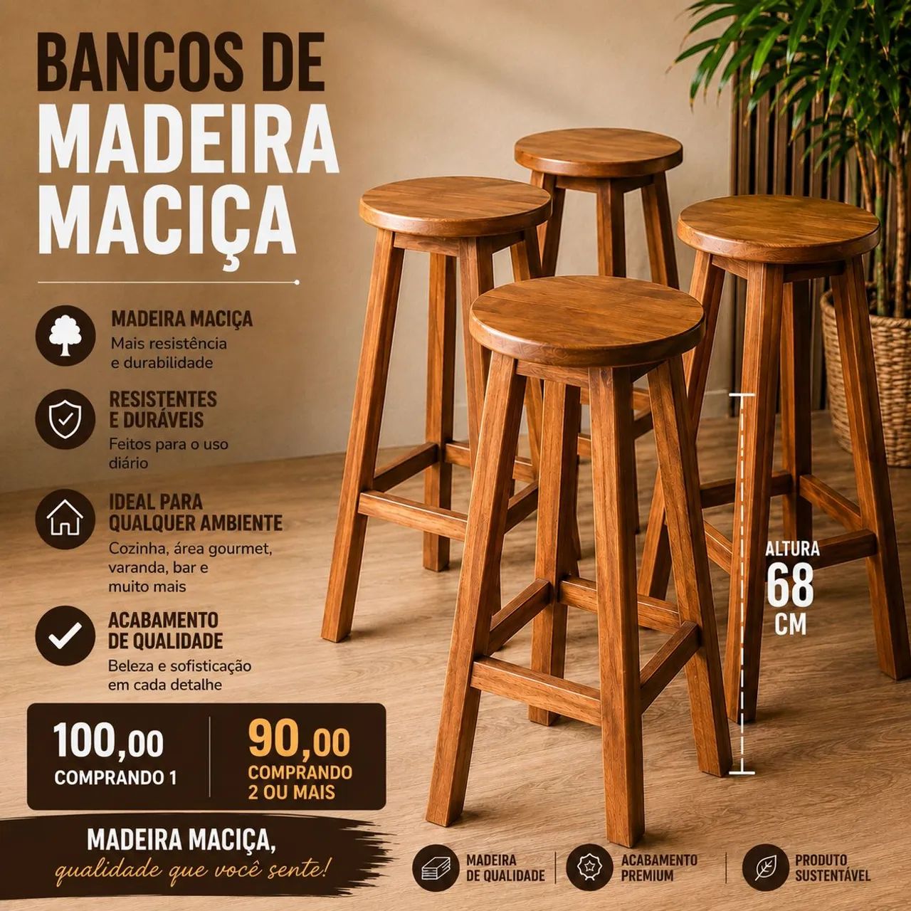 Bancos de madeira  - Foto 3