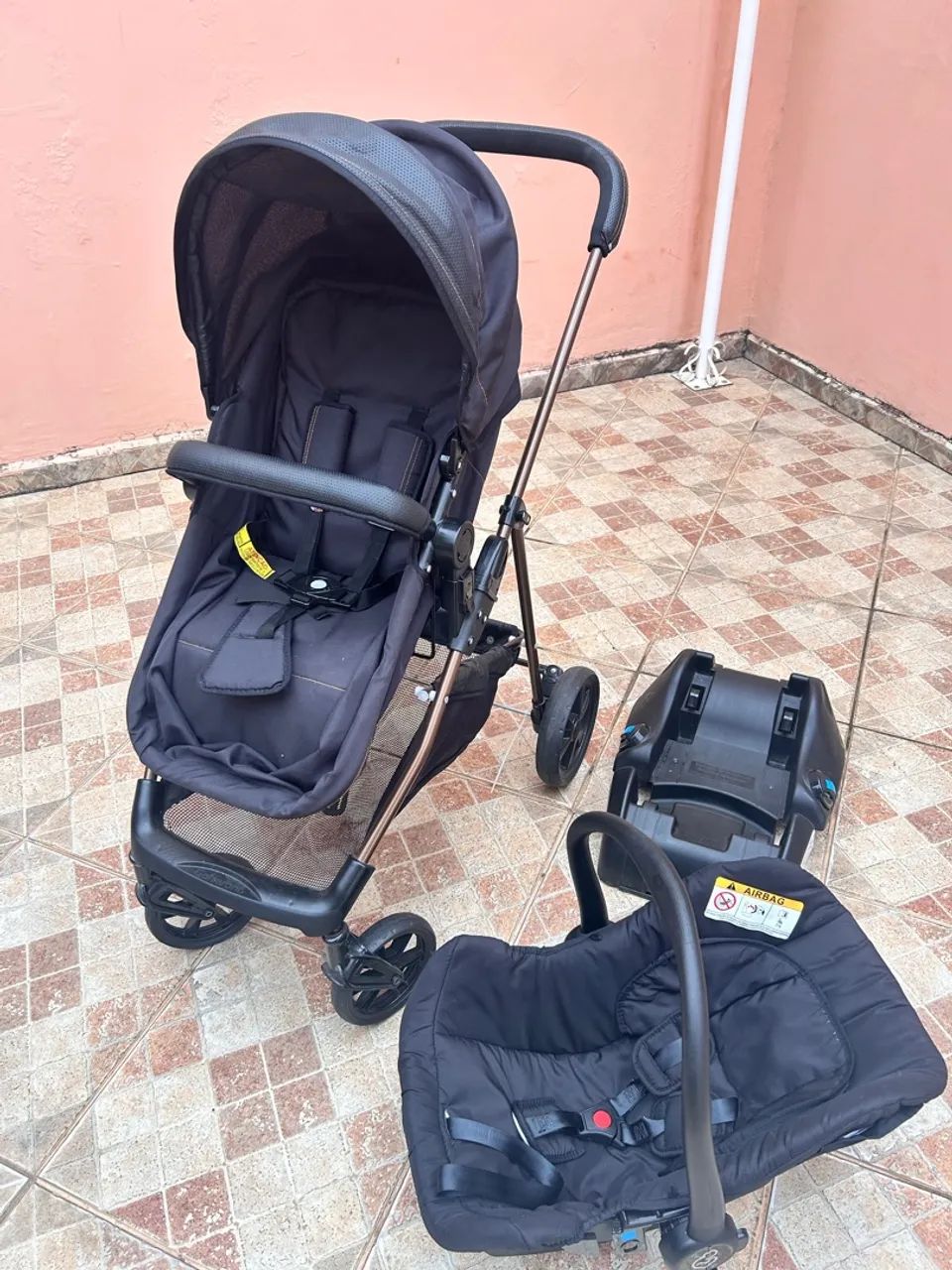  Carrinho Bebê Conforto e Base Napoli Trio Cobre Galzerano - Foto 2