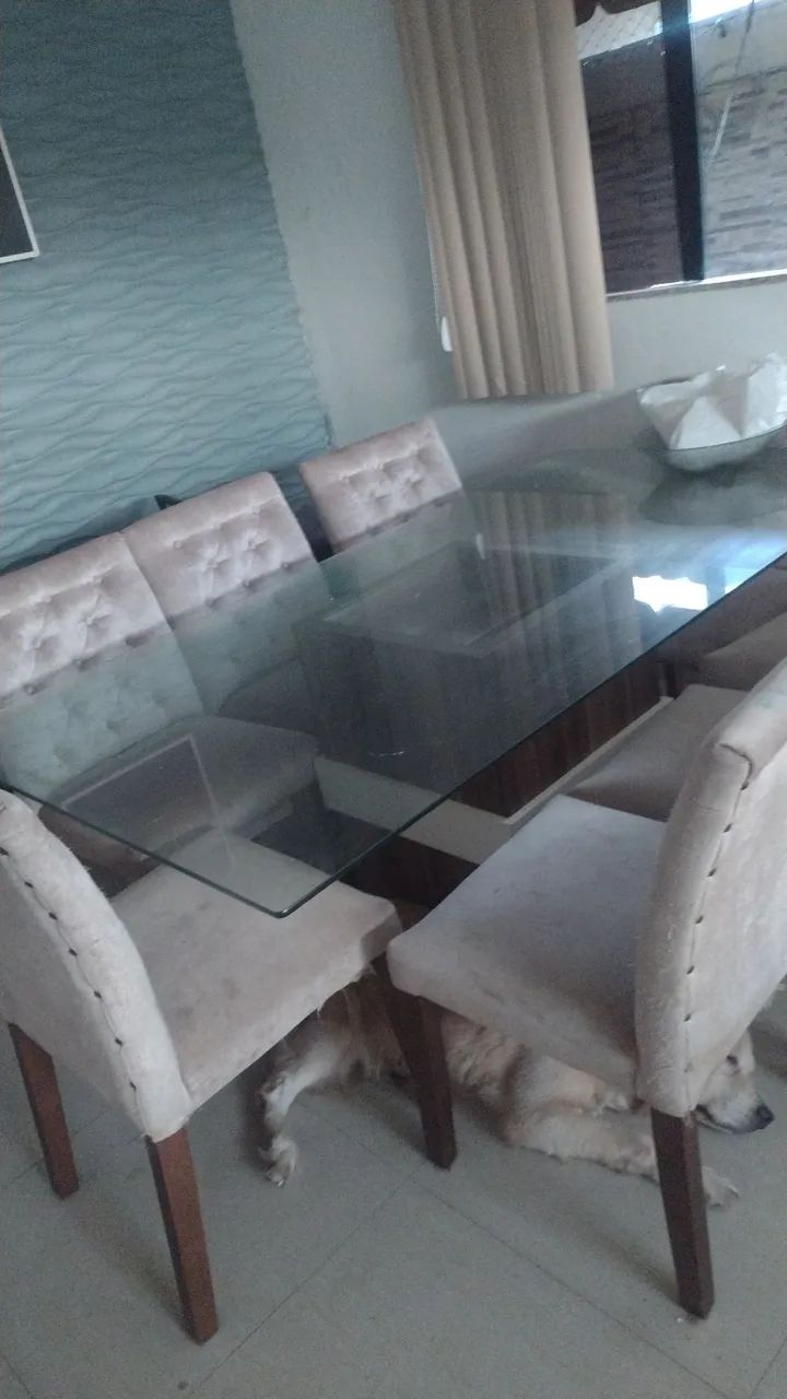 Mesa vidro 8 cadeiras