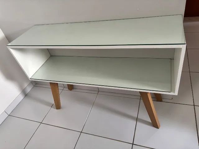 Aparador branco de MDF com pés de madeira maciça  - Foto 2