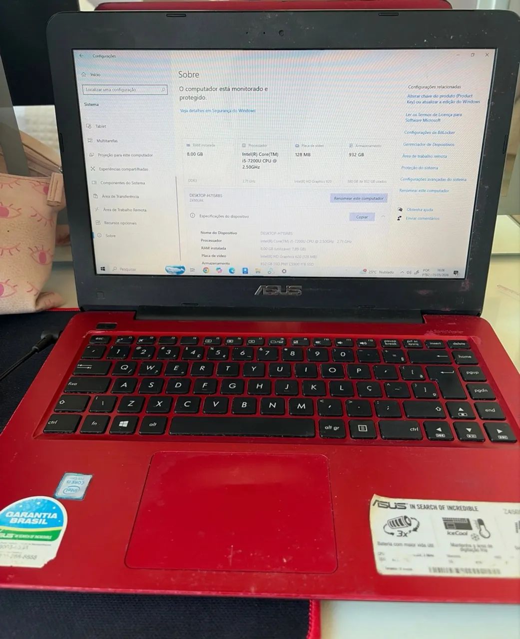 Notebook ASUS Core i5 / 8GB RAM / SSD 1TB