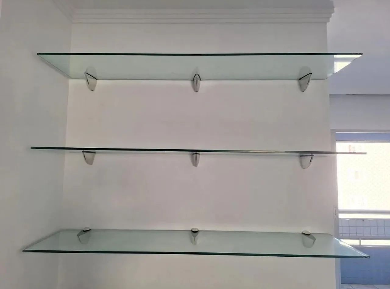 Prateleiras de vidros com 9 suporte e parafusos 