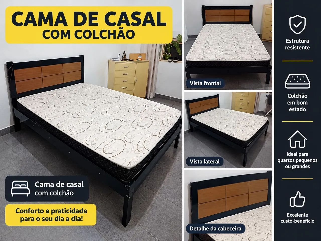 Cama de casal e colchão semi novos