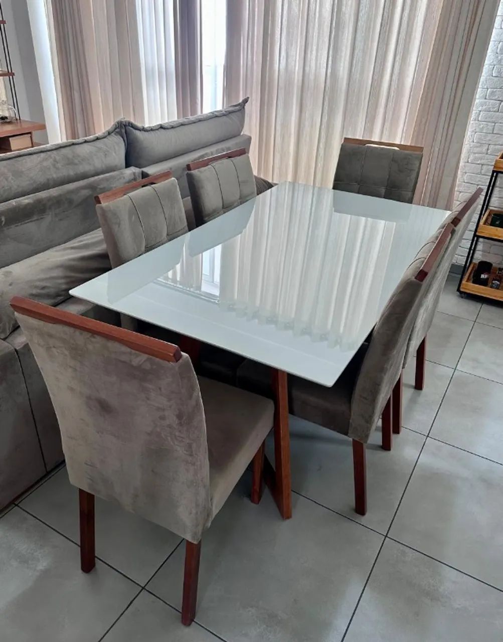 Dining Table - 6 Chairs - Glass Top - Solid Wood Legs65569087010817125