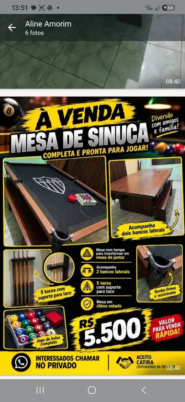Mesa de sinuca completa top 