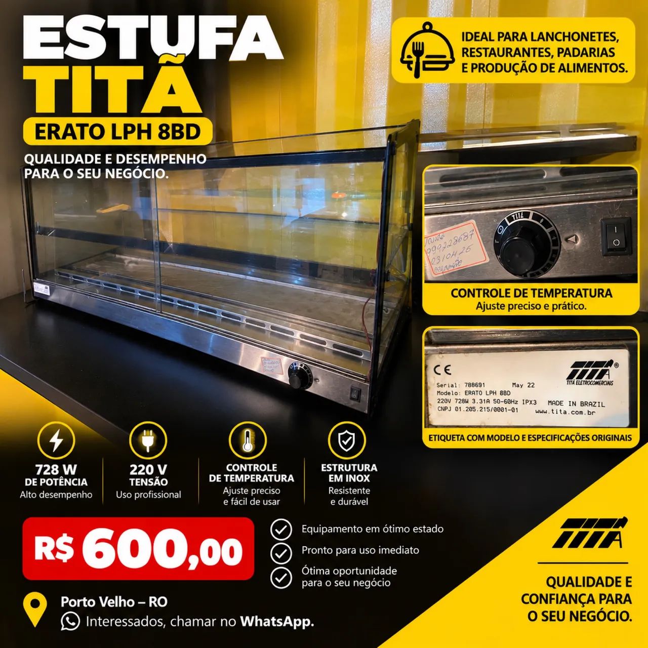 Estufa para salgados Titã