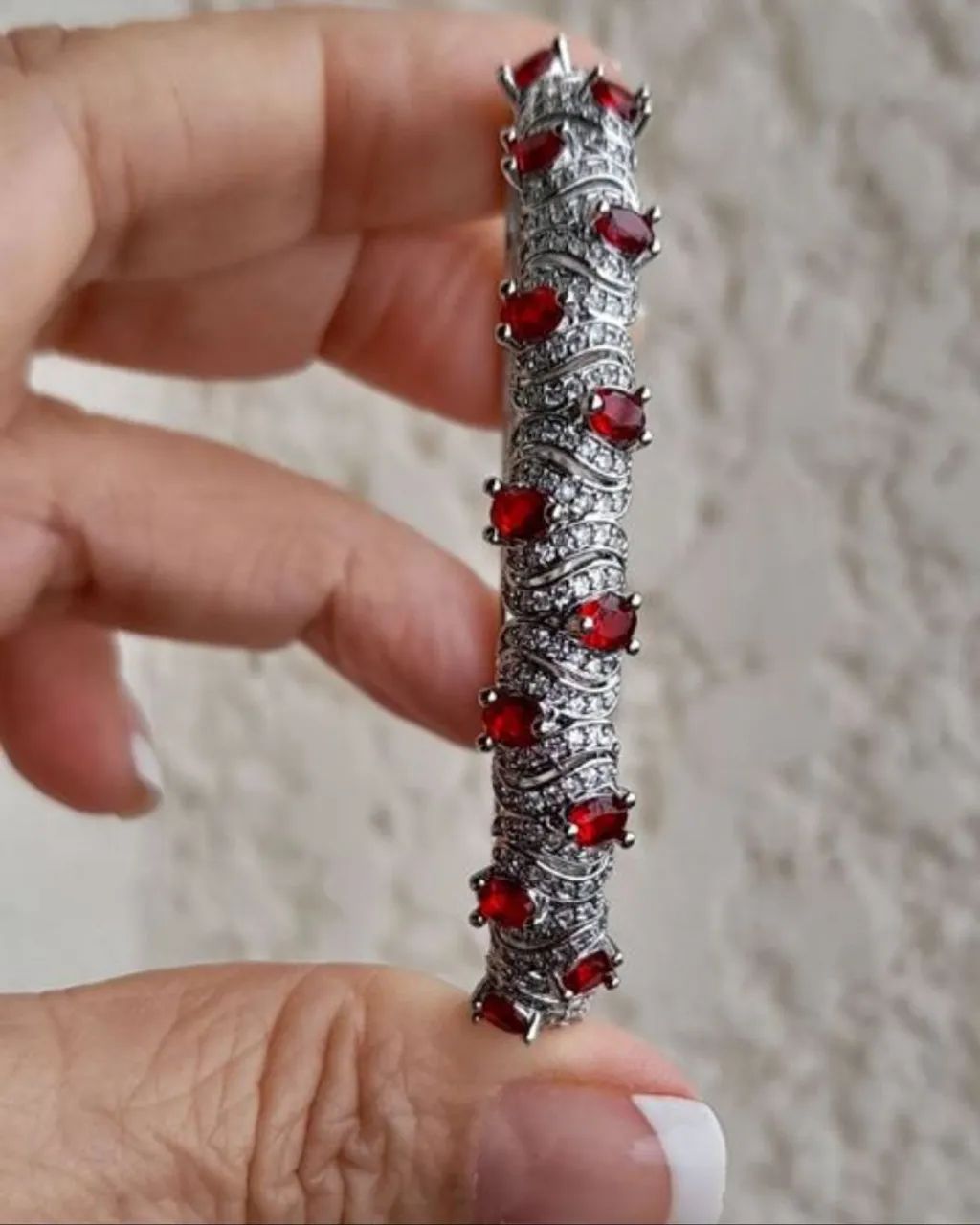 Bracelete Ródio Importado Safiras - Foto 3
