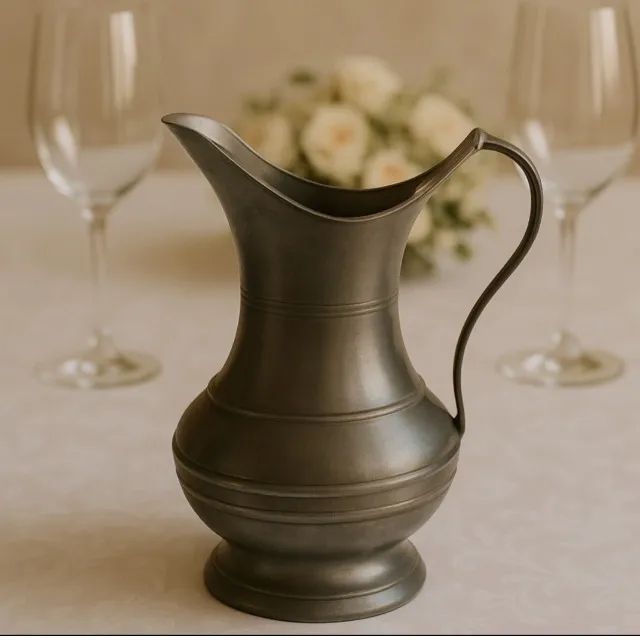 Jarra Vintage 1,5l Rara Antiga Exclusiva Em Estanho Prateado