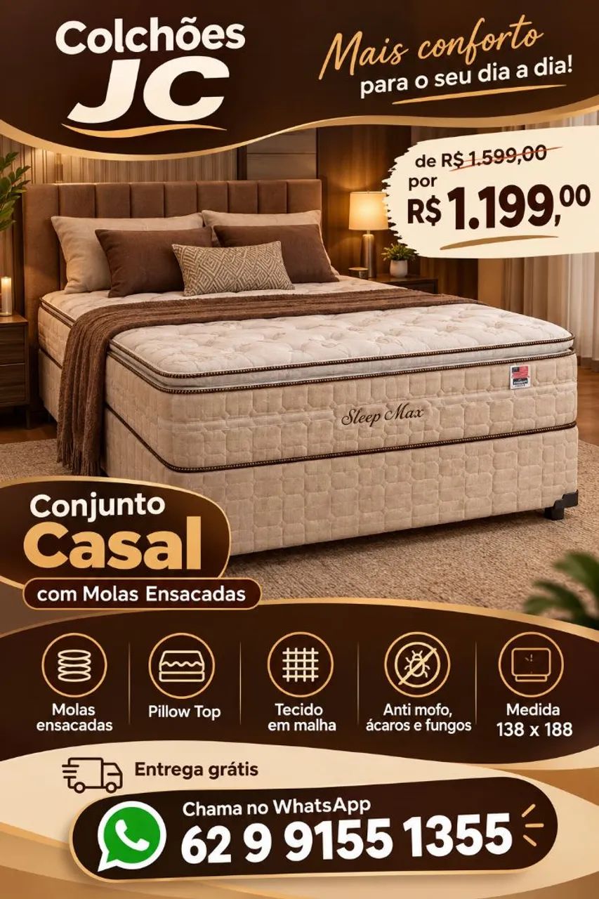 Conjunto box casal molas ensacadas sleep max