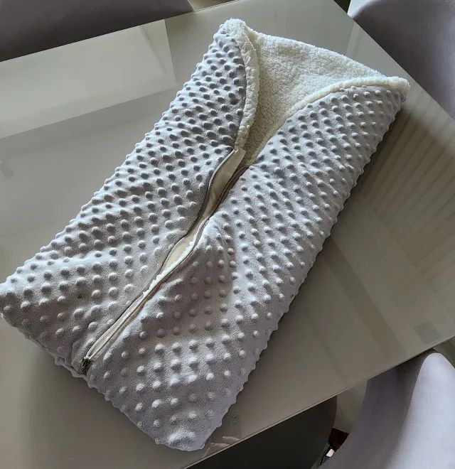 Saco De Dormir Casulo De Bebê Com Zíper Soft Bolha E Sherpa Cor Cinza - Foto 4