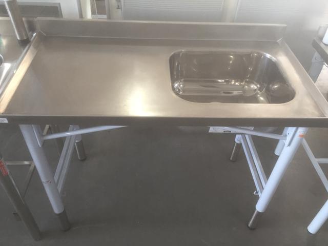 Pia inox com pé epóxi 120x60 Cuba direita - Lucas