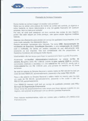 Prestação de Serviços Financeiro