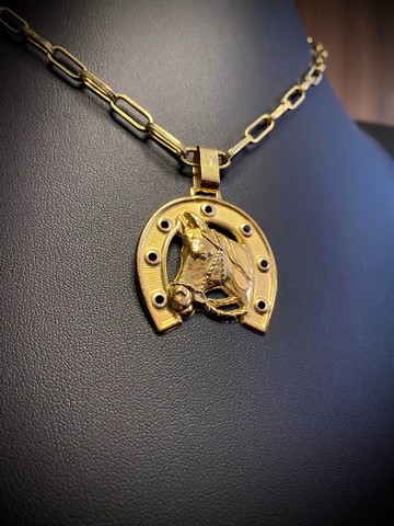 Pingente  em ouro 18 k Ferradura com Cavalo - Foto 5
