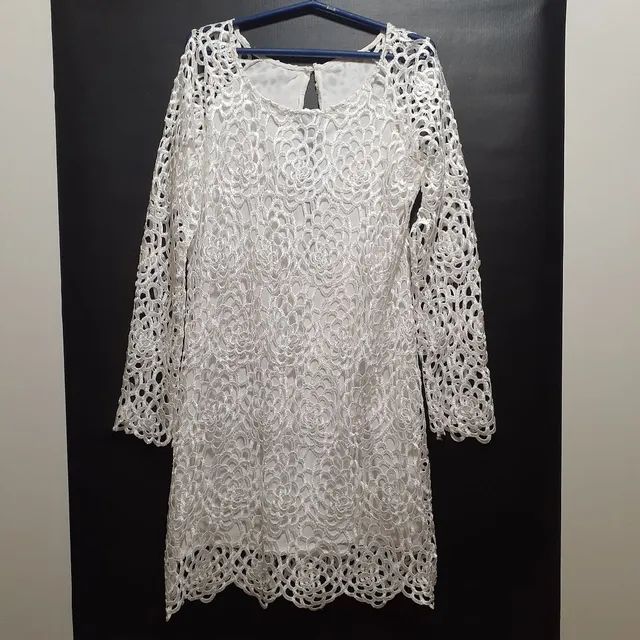 Vestido Renda Guipir veste M Lindo