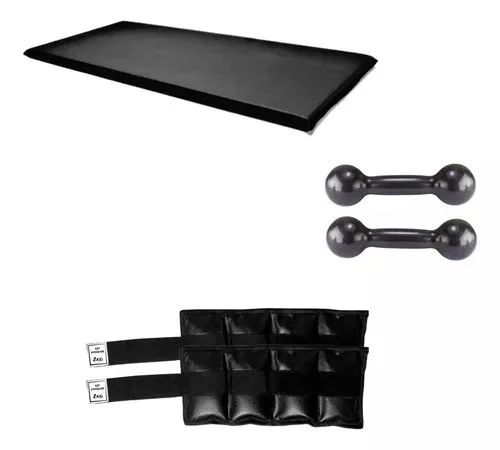 Kit Fisioterapia Caneleira 2kg + Par Halter 2kg + Colchonete