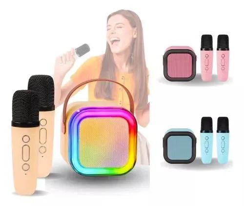 Caixinha som karaoke portátil com 2 microfone  - Foto 2